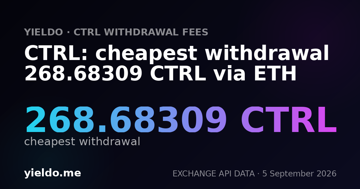 CTRL: cheapest withdrawal 268.68309 CTRL via ETH