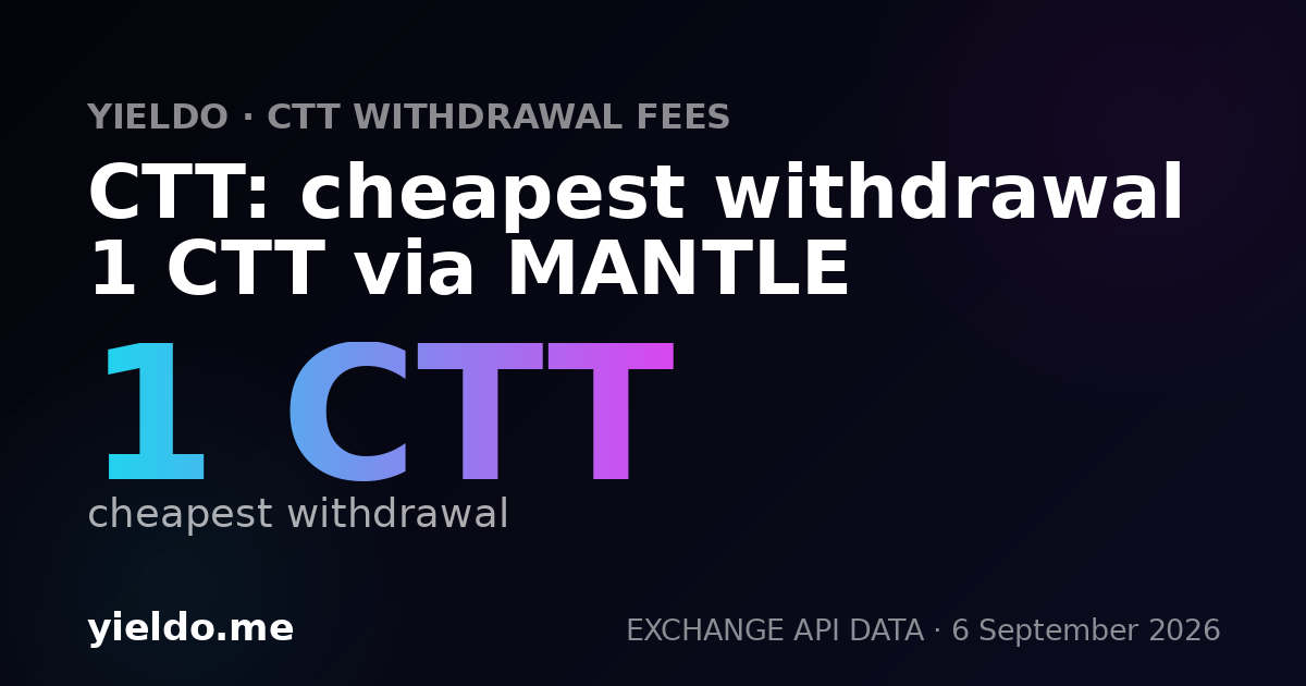 CTT: cheapest withdrawal 1 CTT via MANTLE