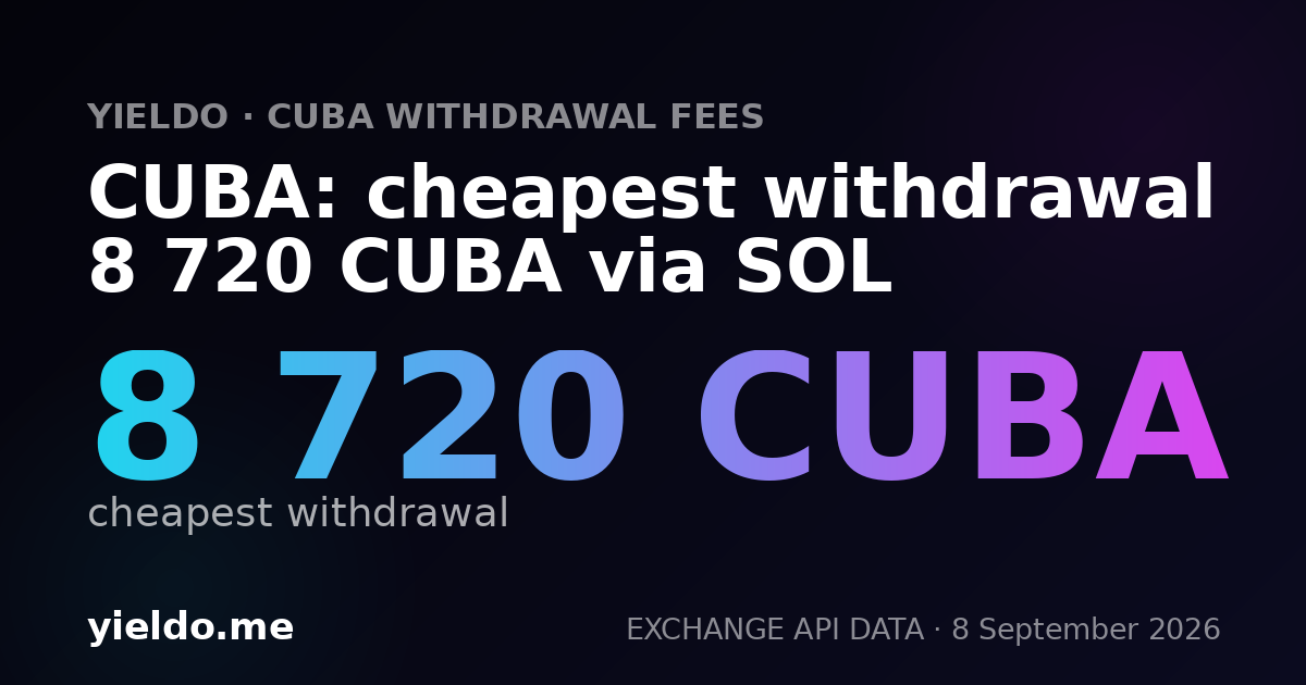 CUBA: cheapest withdrawal 8 720 CUBA via SOL
