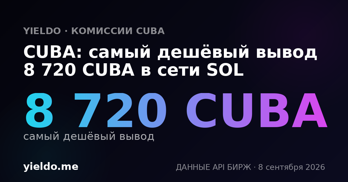 CUBA: самый дешёвый вывод 8 720 CUBA в сети SOL