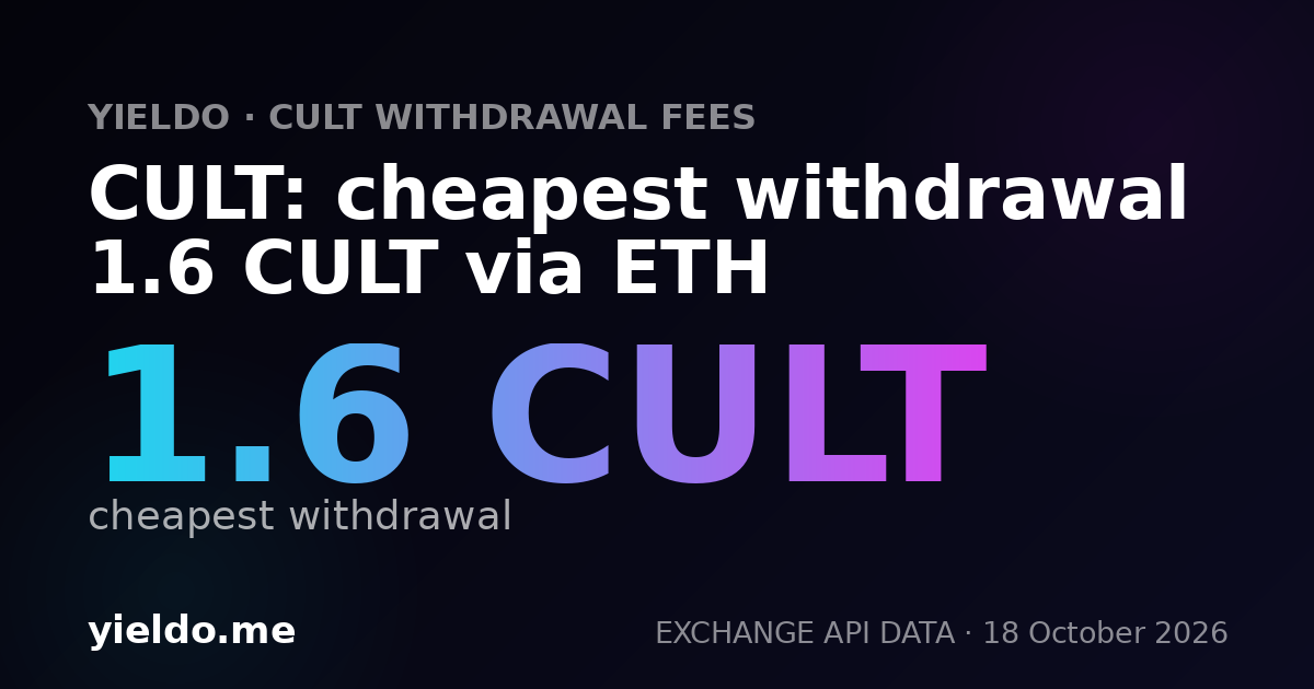 CULT: cheapest withdrawal 1.6 CULT via ETH
