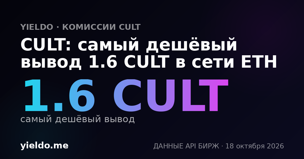 CULT: самый дешёвый вывод 1.6 CULT в сети ETH