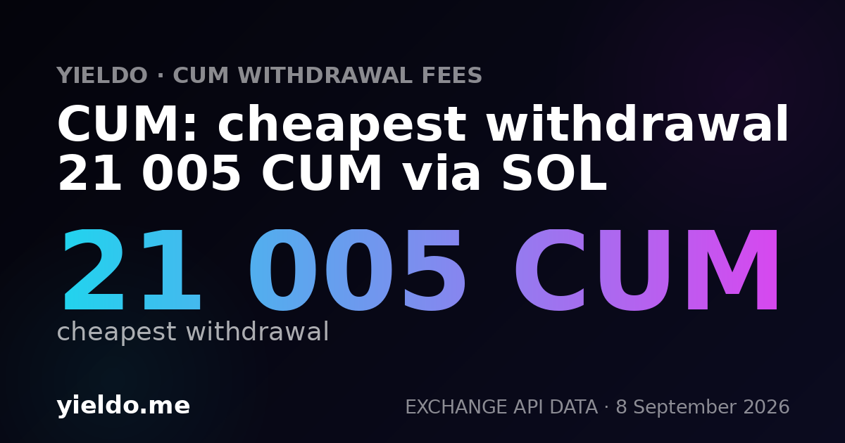 CUM: cheapest withdrawal 21 005 CUM via SOL