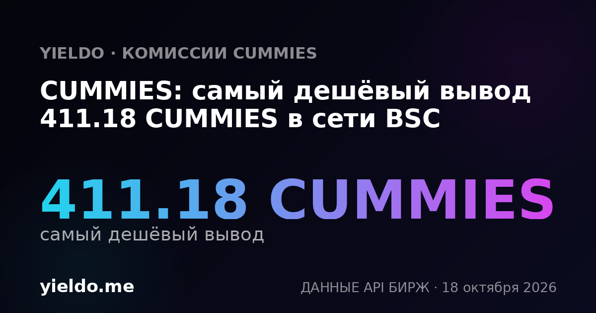 CUMMIES: самый дешёвый вывод 411.18 CUMMIES в сети BSC