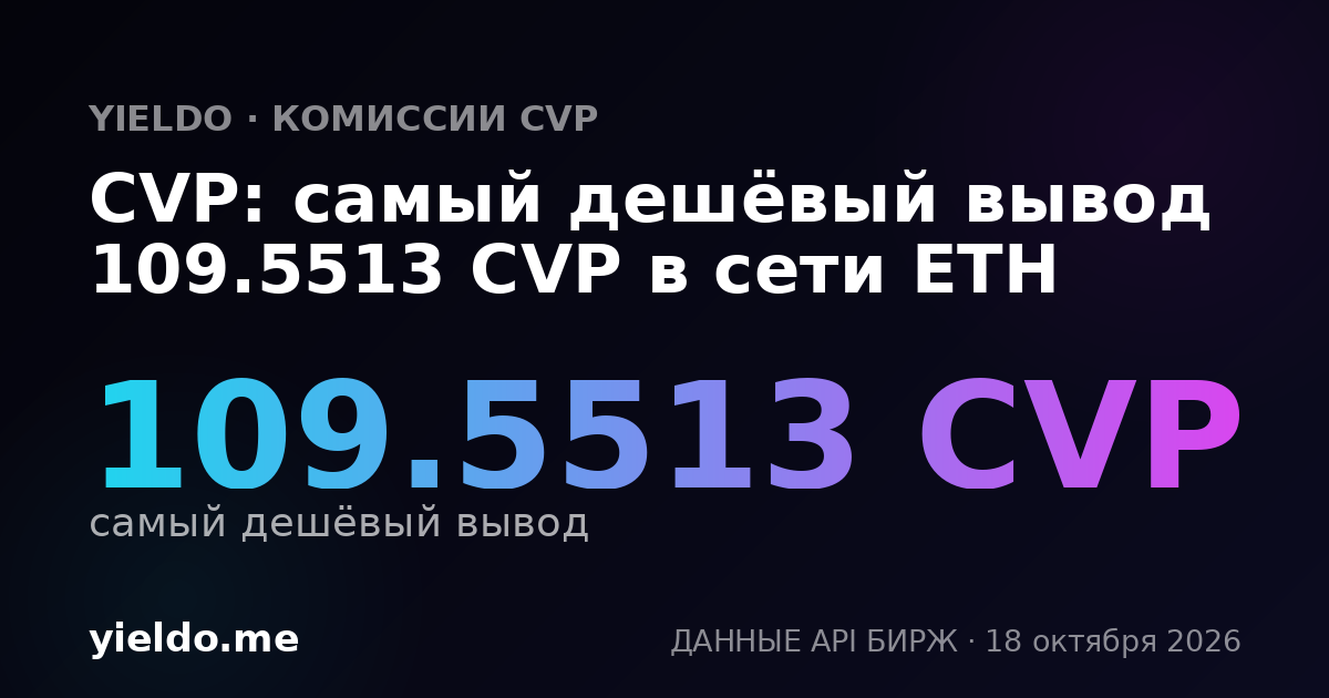 CVP: самый дешёвый вывод 109.5513 CVP в сети ETH