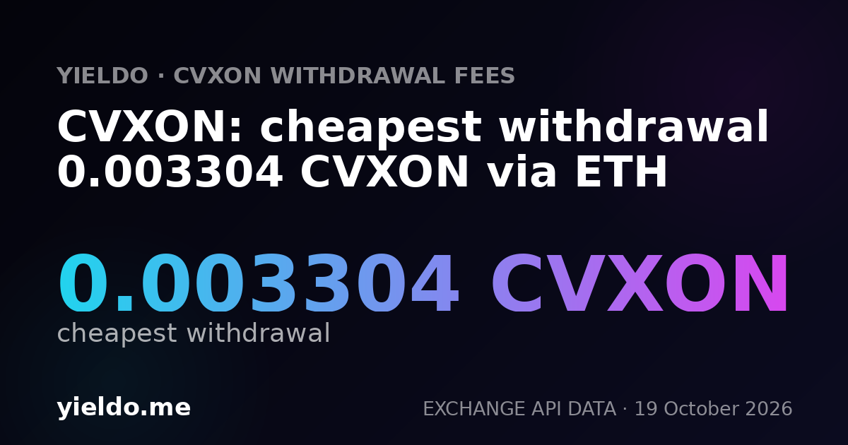 CVXON: cheapest withdrawal 0.003304 CVXON via ETH