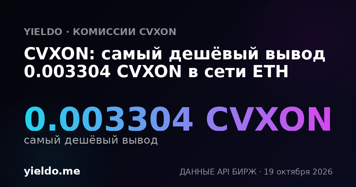 CVXON: самый дешёвый вывод 0.003304 CVXON в сети ETH