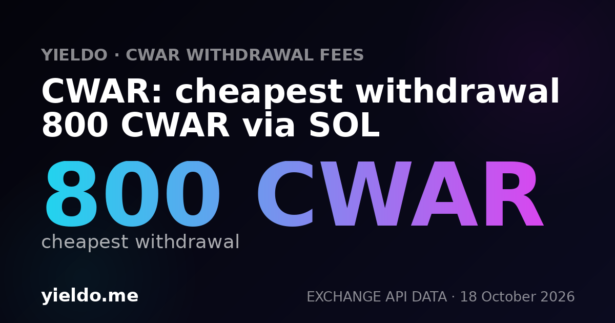 CWAR: cheapest withdrawal 800 CWAR via SOL
