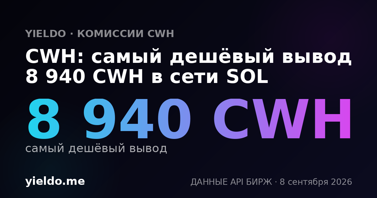 CWH: самый дешёвый вывод 8 940 CWH в сети SOL