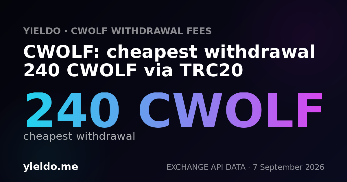 CWOLF: cheapest withdrawal 240 CWOLF via TRC20