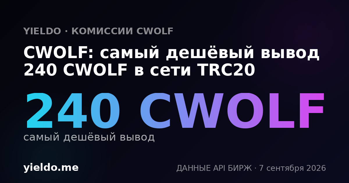CWOLF: самый дешёвый вывод 240 CWOLF в сети TRC20