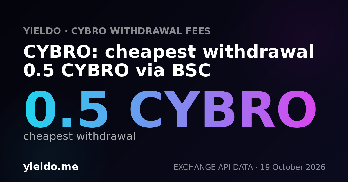 CYBRO: cheapest withdrawal 0.5 CYBRO via BSC