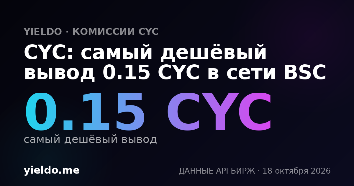 CYC: самый дешёвый вывод 0.15 CYC в сети BSC