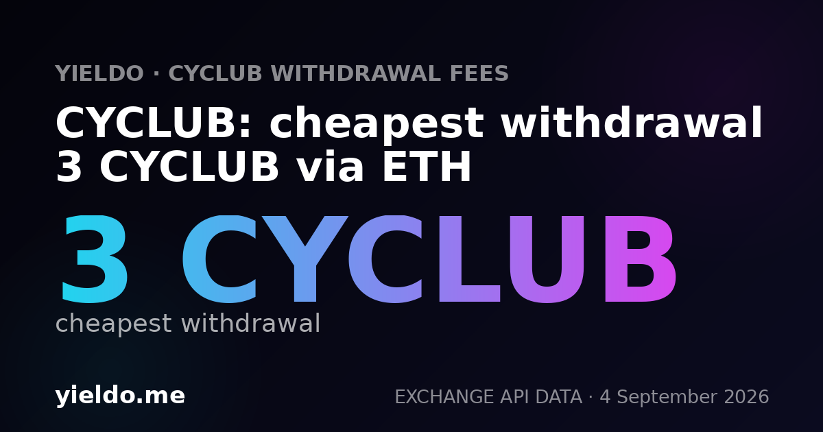 CYCLUB: cheapest withdrawal 3 CYCLUB via ETH