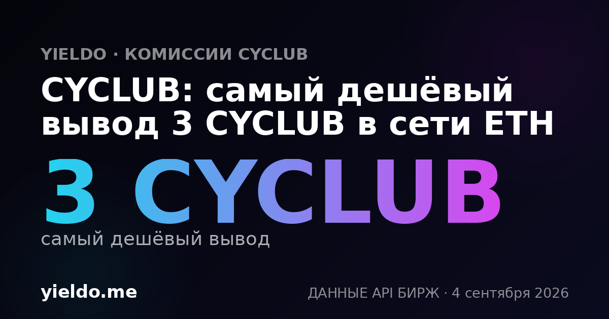 CYCLUB: самый дешёвый вывод 3 CYCLUB в сети ETH