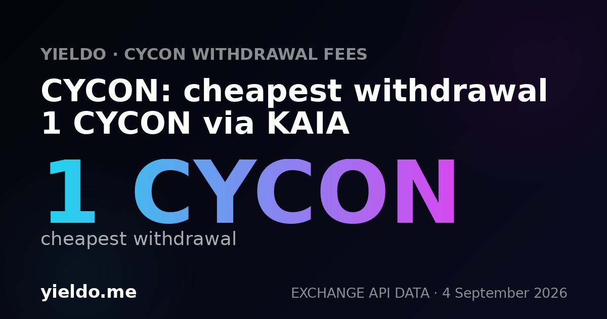 CYCON: cheapest withdrawal 1 CYCON via KAIA