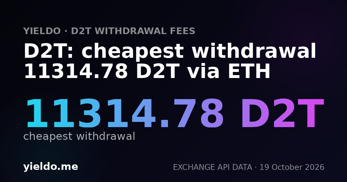 D2T: cheapest withdrawal 11314.78 D2T via ETH