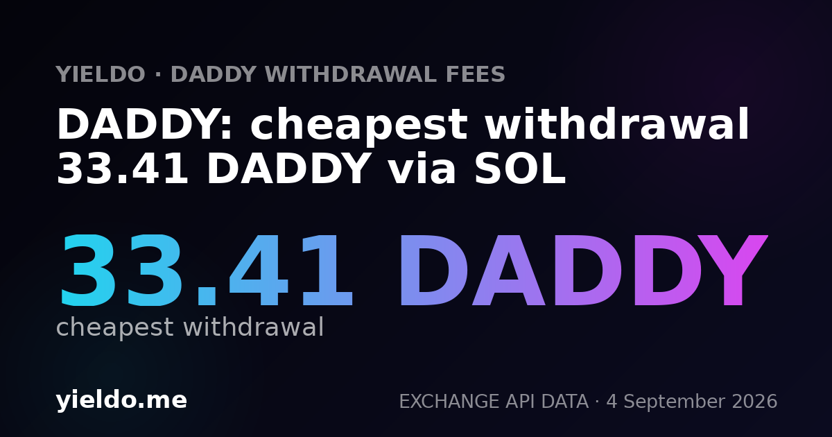 DADDY: cheapest withdrawal 33.41 DADDY via SOL