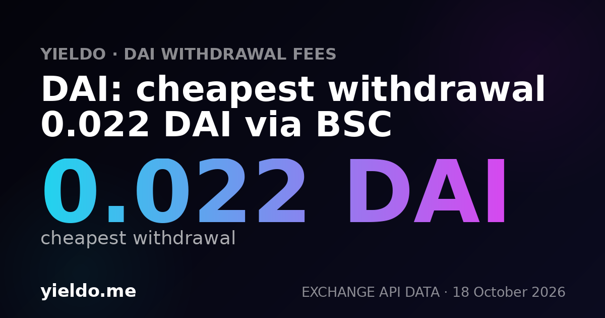 DAI: cheapest withdrawal 0.022 DAI via BSC