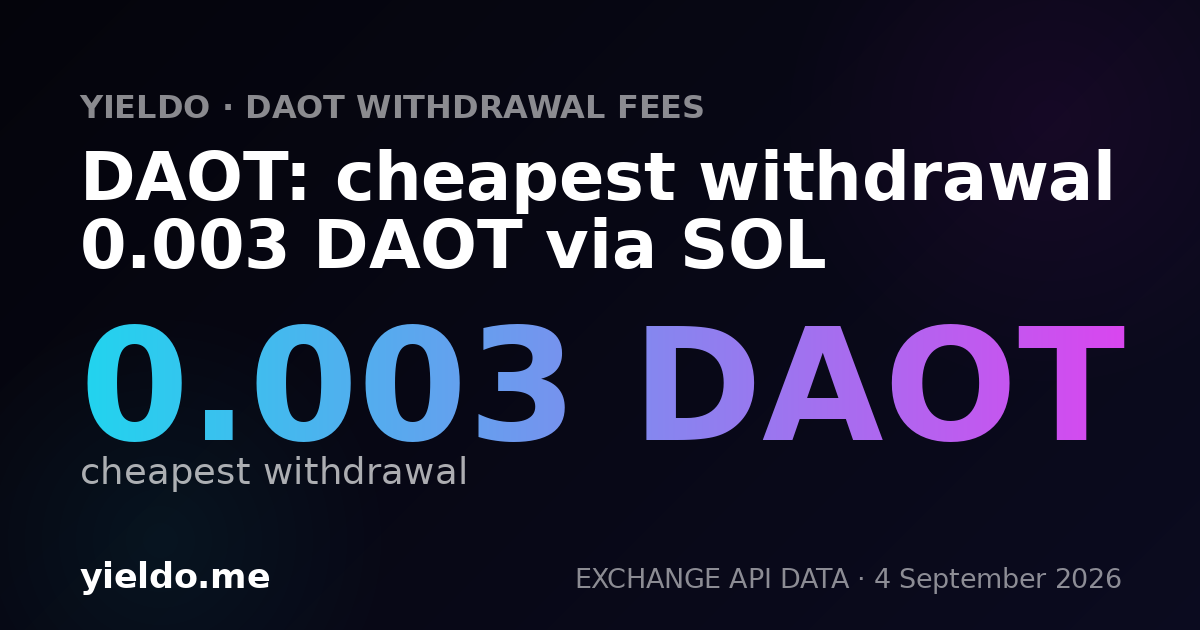 DAOT: cheapest withdrawal 0.003 DAOT via SOL