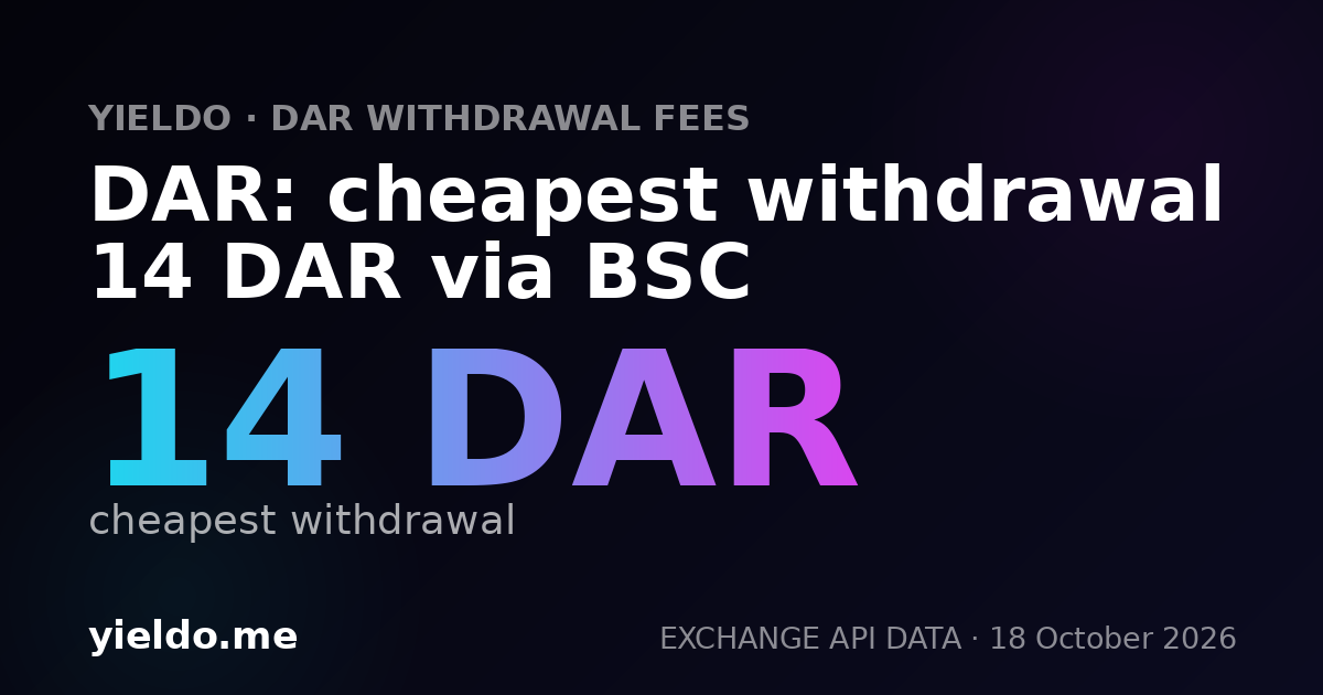DAR: cheapest withdrawal 14 DAR via BSC