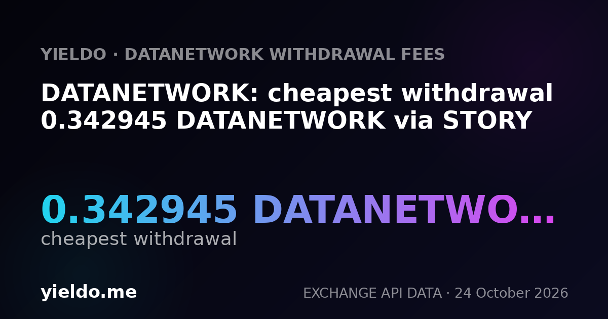 DATANETWORK: cheapest withdrawal 0.342945 DATANETWORK via STORY