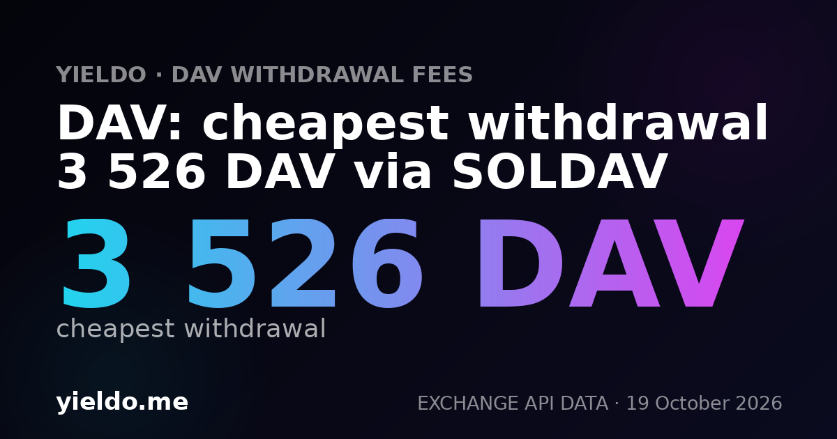 DAV: cheapest withdrawal 3 526 DAV via SOLDAV