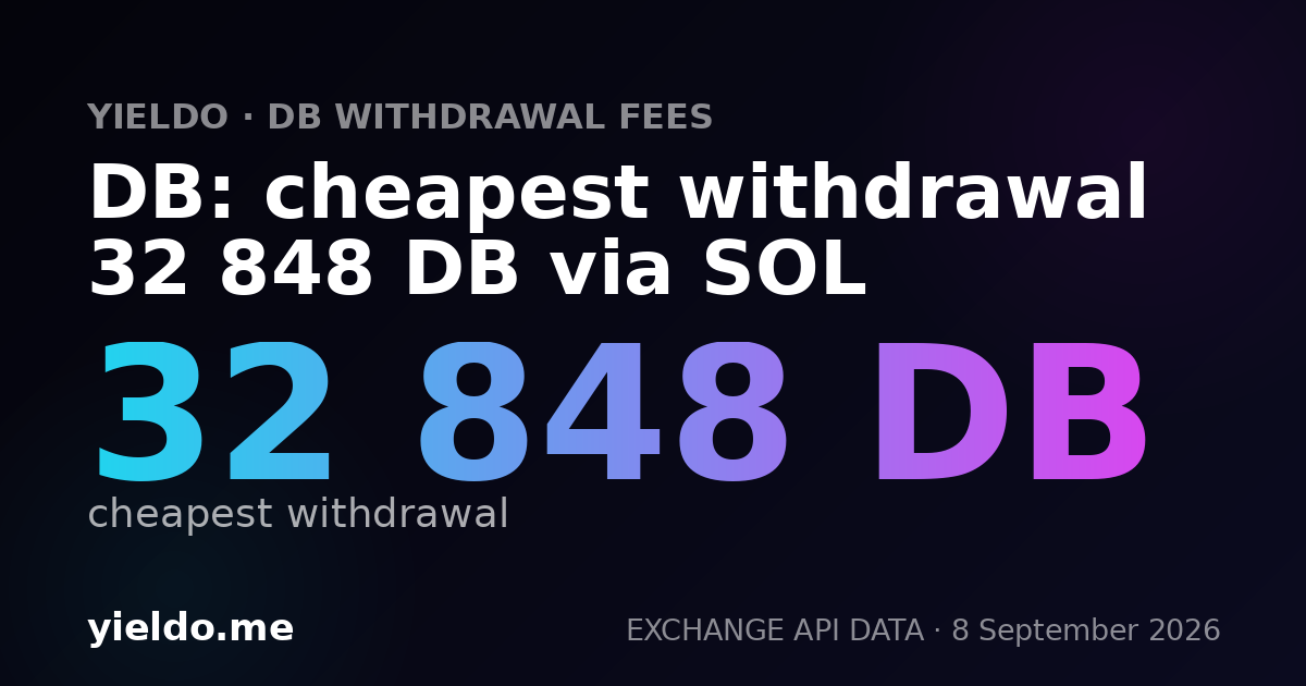 DB: cheapest withdrawal 32 848 DB via SOL