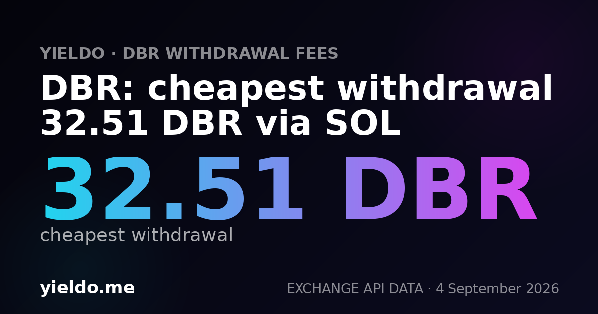 DBR: cheapest withdrawal 32.51 DBR via SOL