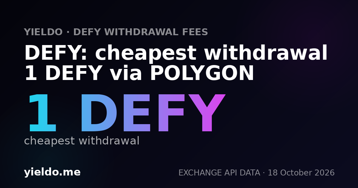 DEFY: cheapest withdrawal 1 DEFY via POLYGON