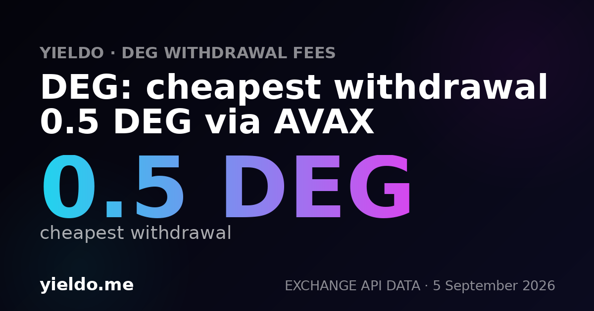 DEG: cheapest withdrawal 0.5 DEG via AVAX