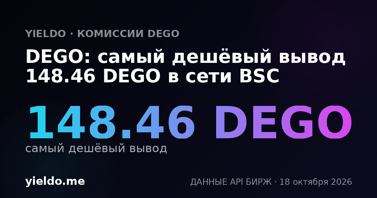 DEGO: самый дешёвый вывод 148.46 DEGO в сети BSC