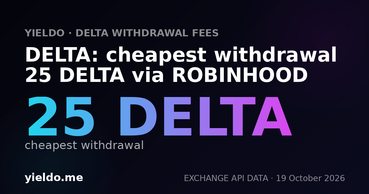 DELTA: cheapest withdrawal 25 DELTA via ROBINHOOD