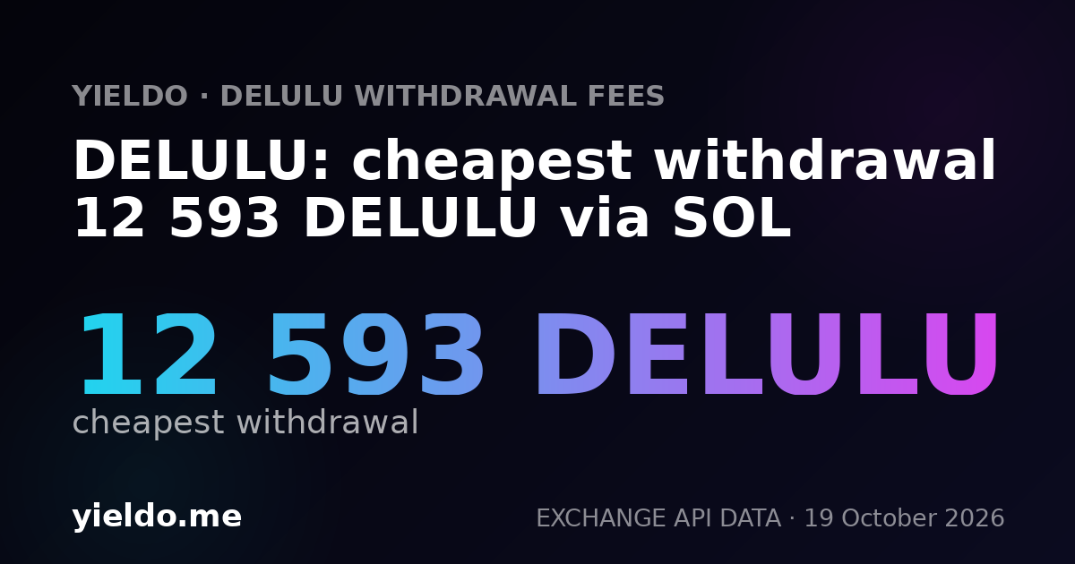 DELULU: cheapest withdrawal 12 593 DELULU via SOL