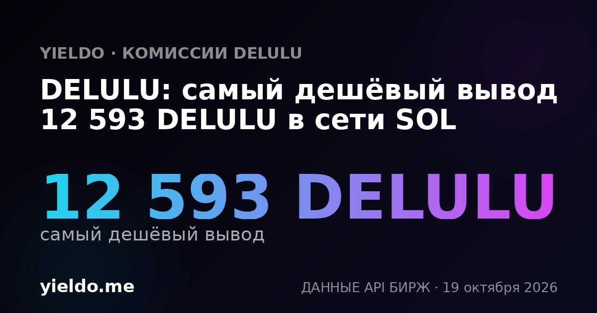 DELULU: самый дешёвый вывод 12 593 DELULU в сети SOL