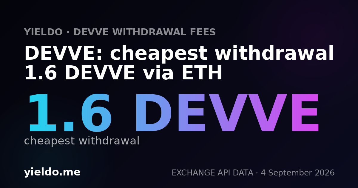 DEVVE: cheapest withdrawal 1.6 DEVVE via ETH