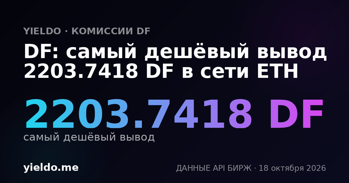 DF: самый дешёвый вывод 2203.7418 DF в сети ETH