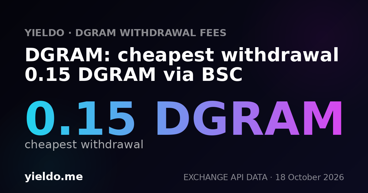 DGRAM: cheapest withdrawal 0.15 DGRAM via BSC