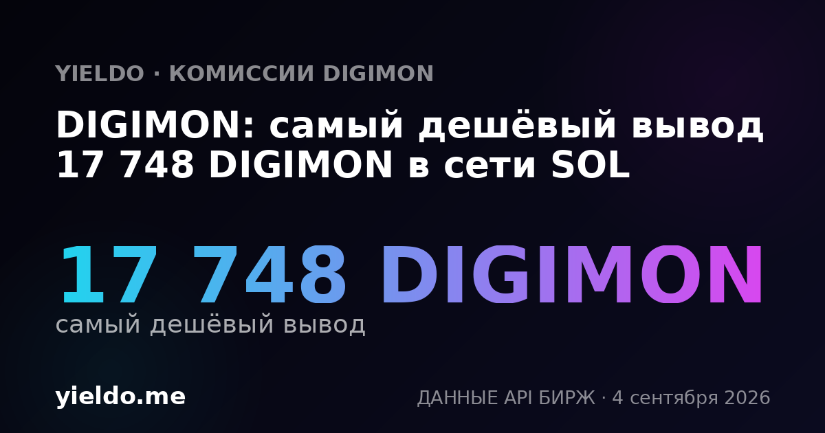 DIGIMON: самый дешёвый вывод 17 748 DIGIMON в сети SOL