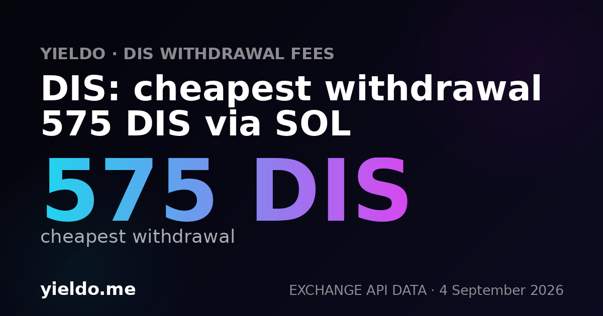DIS: cheapest withdrawal 575 DIS via SOL