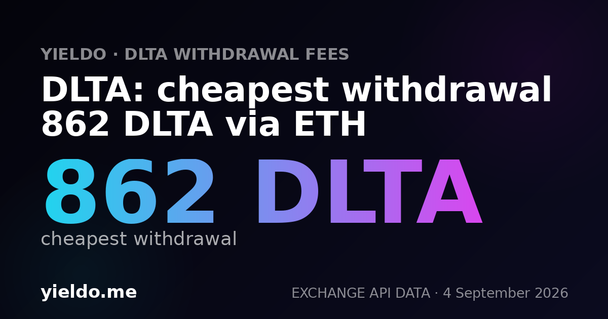 DLTA: cheapest withdrawal 862 DLTA via ETH