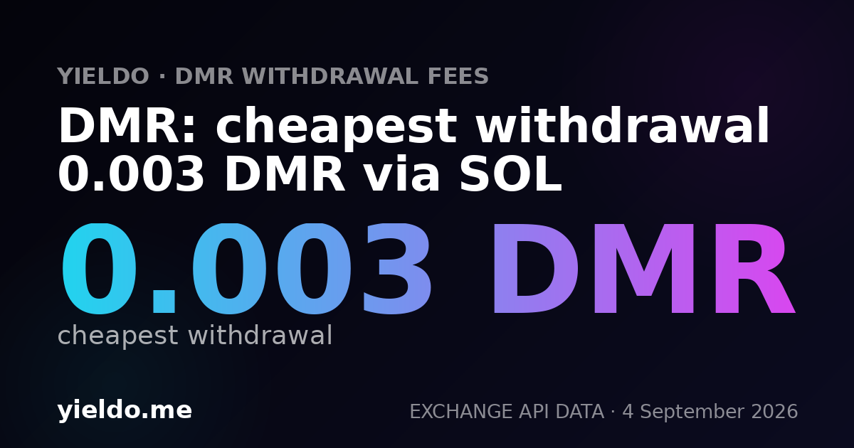 DMR: cheapest withdrawal 0.003 DMR via SOL