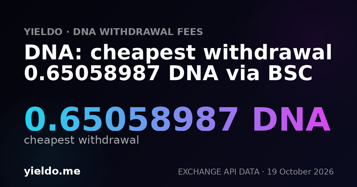 DNA: cheapest withdrawal 0.5671292 DNA via BSC
