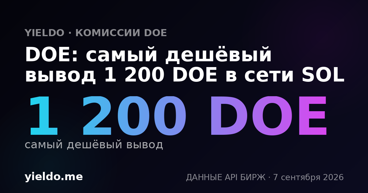 DOE: самый дешёвый вывод 1 200 DOE в сети SOL