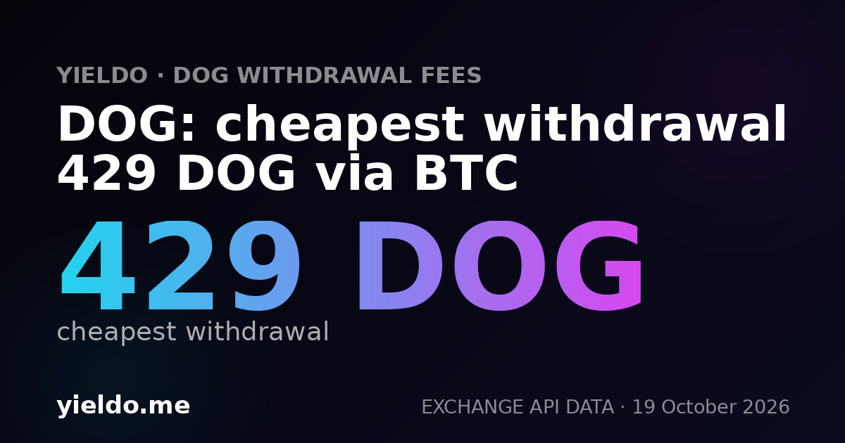 DOG: cheapest withdrawal 433.6 DOG via BTC