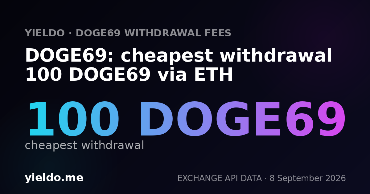 DOGE69: cheapest withdrawal 100 DOGE69 via ETH