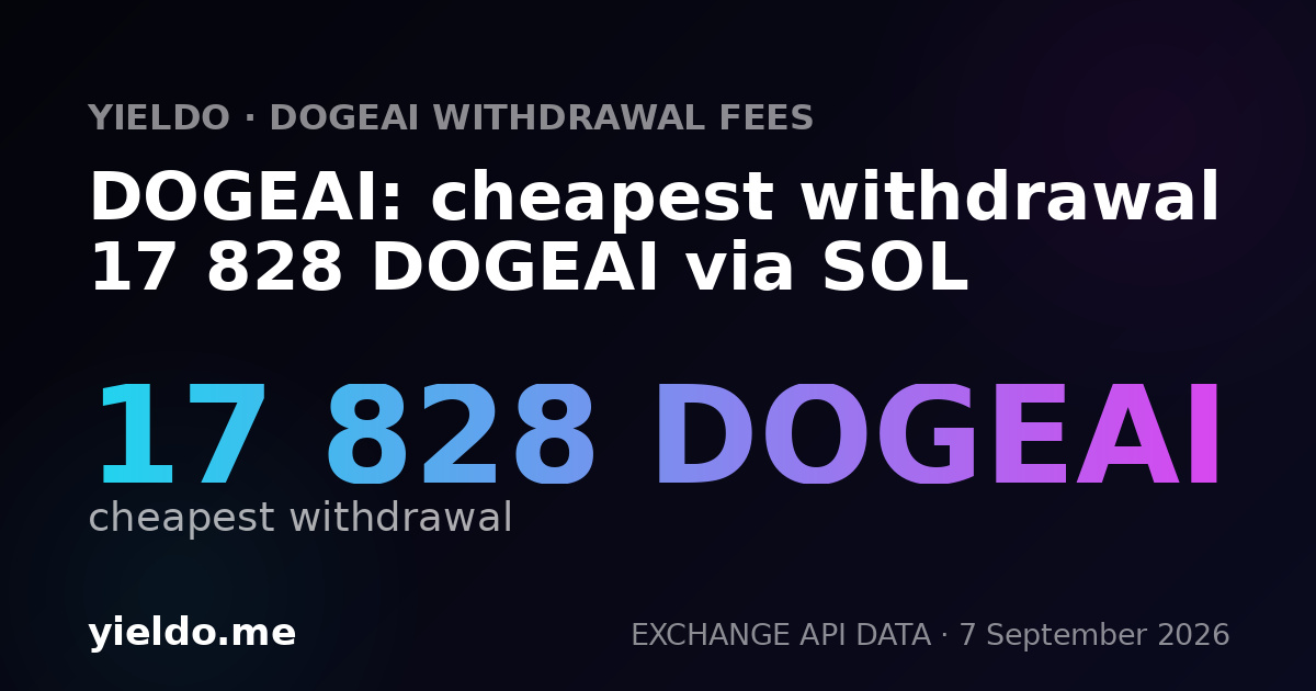 DOGEAI: cheapest withdrawal 17 828 DOGEAI via SOL
