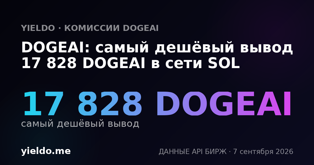 DOGEAI: самый дешёвый вывод 17 828 DOGEAI в сети SOL