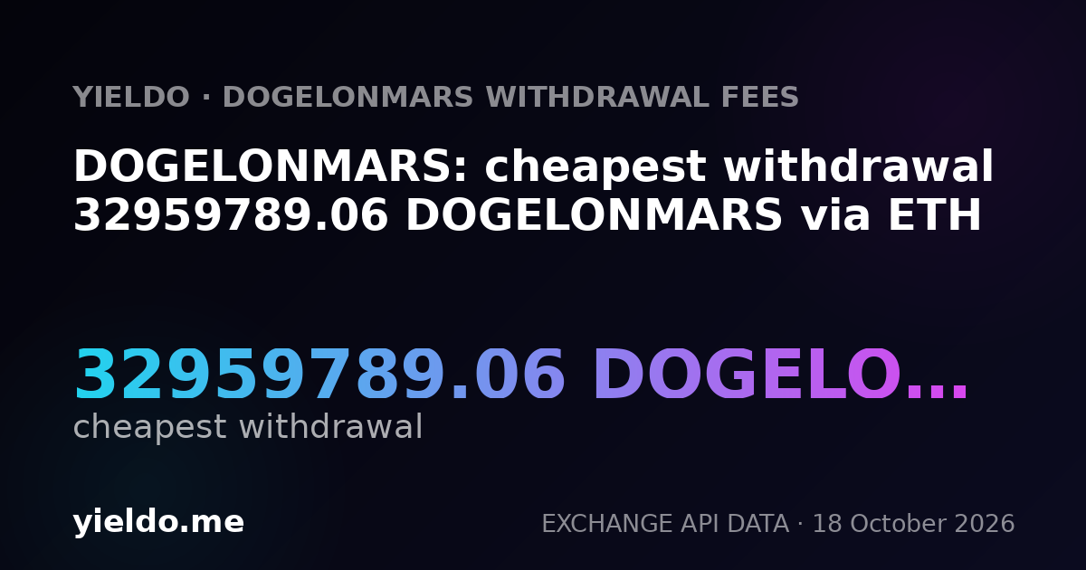 DOGELONMARS: cheapest withdrawal 32959789.06 DOGELONMARS via ETH