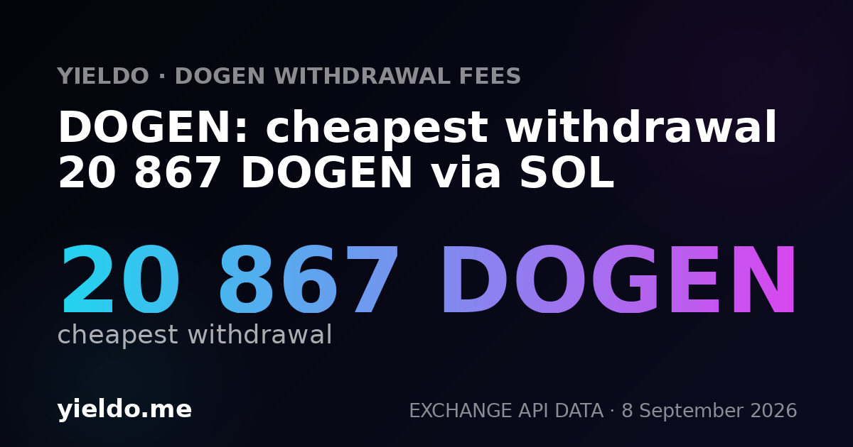DOGEN: cheapest withdrawal 20 867 DOGEN via SOL